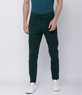 HIGHLANDER Slim Fit Men Dark Green Trousers - Price History