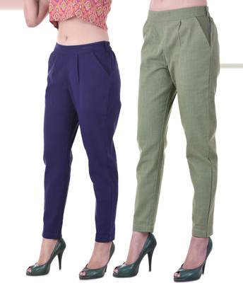 FASHION CLOUD Relaxed Women Dark Blue, Green Trousers