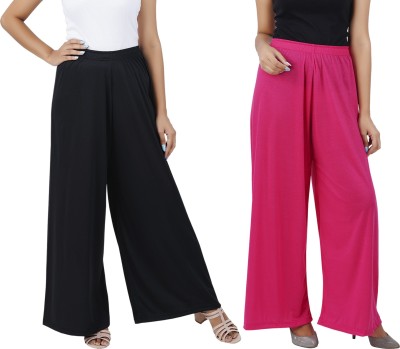 Buy That Trendz Flared Women Black, Pink Trousers