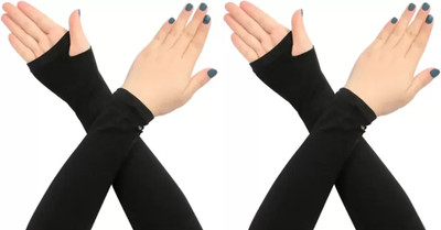 aksmit Nylon, Cotton Arm Sleeve For Men & Women(Free, Black)