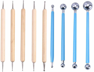 IKIS Moulding Tools Set Cake Ceramic Dot Painting Tool Clay Pottery Modeling Kit 9pcs