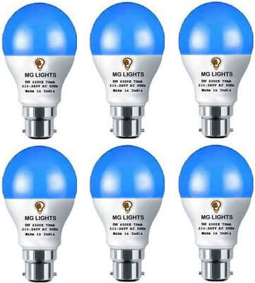 mg lights 5 W Basic Arbitrary B22 LED Bulb(Blue, Pack of 6)