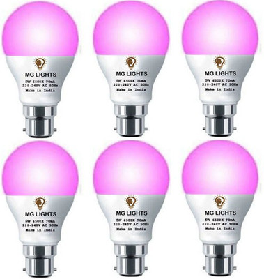 mg lights 5 W Basic Arbitrary B22 LED Bulb(Pink, Pack of 6)
