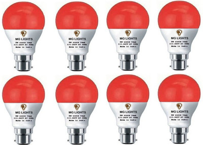 mg lights 5 W Basic Arbitrary B22 LED Bulb(Red, Pack of 8)
