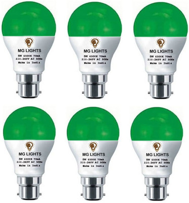 mg lights 5 W Basic Arbitrary B22 LED Bulb(Green, Pack of 6)
