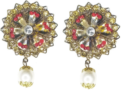 Mass Pro Jhamki Style Handmade Button Plastic & Glass Crystal Moti Suitable For Suit Sari Gown Kurtii pack of 2 Metal Buttons(Pack of 2)