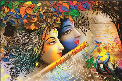 COLOR SOLUTION radha krishna Cloth Soft Touch Canvas Roll (Set of 1)(Multicolor)