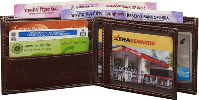 MATSS Matss Unisex Travel Wallet||Pocket Organizer ||Card Holder Bi-Fold 3 Card Holder(Set of 1, Brown)