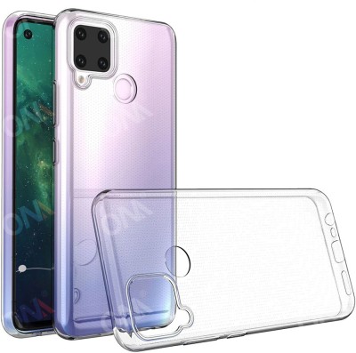 Coolcase Back Cover for Realme C15 Plain Back Cover(Transparent, Grip Case, Silicon, Pack of: 1)