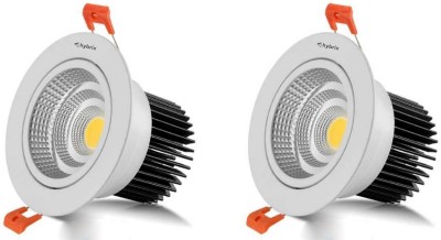 Hybrix HQ LED (6 WATT) COB Spot Light, Down Light, Ceiling light, COB Light, Elegant Aluminum Body, 30° Adjustable, BridgeLux Optical COB, Natural Warm White Light Color (Pack of 2) Recessed Ceiling Lamp(White)