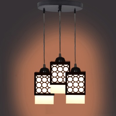 Radha Rani 3 Light Creative Wooden Pendant Lamp for Room,Foyer,Hallway Ceiling Lamp Pendants Ceiling Lamp(Black)