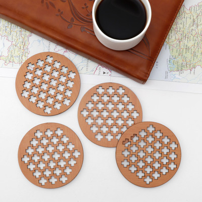 DULI Square Medium Density Fibreboard Coaster(Pack of 4)