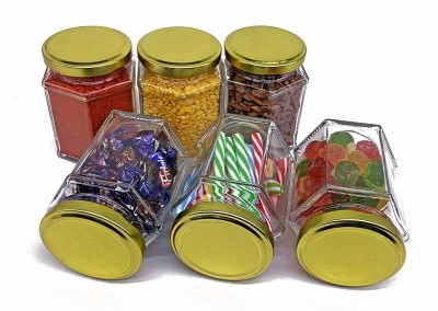 KEITSI Glass Grocery Container  - 250 ml(Pack of 6, Gold)