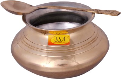 Shivshakti Arts Brass - Punjabi & Rajasthani Design - Handi / Bhagoni / Patili / Cooking Vessel With Serving Spoon - For Serving & Cooking Food(Nickle Plated, 2000 ML) Handi 2 L(Brass)