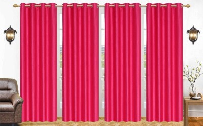Styletex 270 cm (9 ft) Polyester Semi Transparent Long Door Curtain (Pack Of 4)(Plain, Dark Pink)