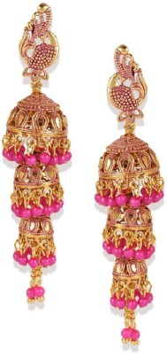 STYYLO FASHION FASHION DesignerParty Wear Gold Plated Enamelled 3 Floor Jhumka Earrings For Women And Girls Cubic Zirconia, Beads Alloy Jhumki Earring