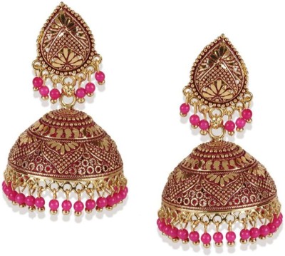 STYYLO FASHION STYYLO FASHION Classic Designed Gold Plated Enamelled Jhumka Earrings For Women And Girls Cubic Zirconia, Beads Alloy Jhumki Earring