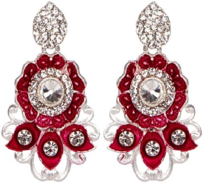 STYYLO FASHION FASHION Designer Silver Plated Enamelled Meenakari Earrings For Women And Girls Cubic Zirconia, Beads Alloy Drops & Danglers