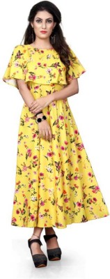 FASHION FLY Women Gown Yellow Dress