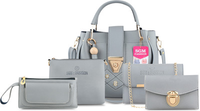 SGM Fashion Women Grey Handbag(Pack of: 5)