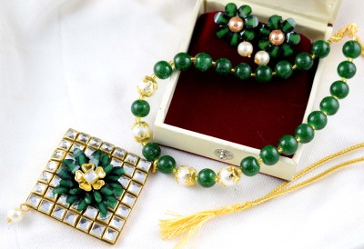 RR Jeweller Stone Gold-plated Green Jewellery Set(Pack of 1)