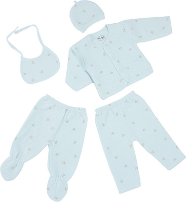 Camey Baby Boys & Baby Girls Casual Shirt Pyjama, Cap, Bib(Sea Green)