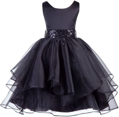 Wow princess Girls Maxi/Full Length Party Dress(Black, Sleeveless)