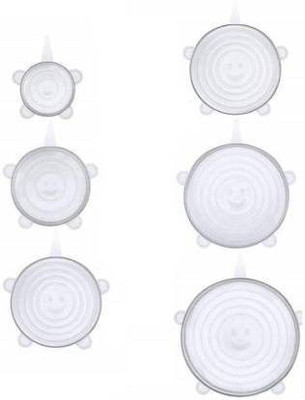 JMMART Silicone Seal Bowl Covers and Food Stretch Lids Reusable Keep Food Fresh Plastic Wrap for Environmental Kitchen Tools Set Of 4/Pcs BY KADAM-White 12 inch Lid Set (Silicone) 8 inch Lid Set, Pack of 6(Plastic)