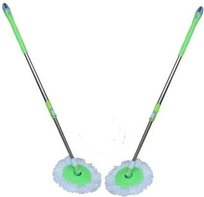 PKT HUB Combo Set of 2 green Magic Spin Steel Stick Mop Rod ( Green) Mop Rod(Green)