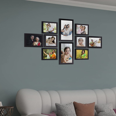Stuthi Arts Wood Wall Photo Frame(Black, 10 Photo(s), 6x10-2 5x7-2 4x6-4 5x5-2)