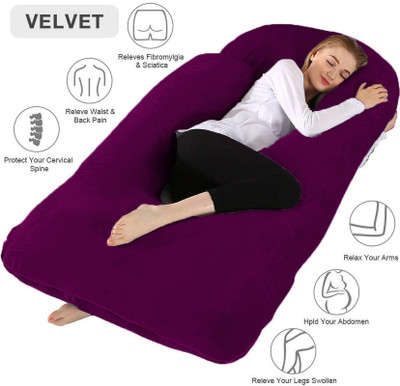 Angel Mommy Microfibre Pregnancy Pillow Pack of 1 Solid J Shape(Wine)