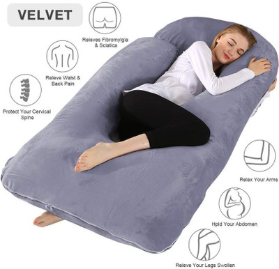 Angel Mommy Microfibre Pregnancy Pillow Pack of 1 Solid J Shape(Grey)