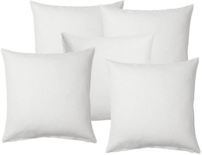 SANJU BROTHER LUXORY Microfibre Solid Cushion Pack of 5(White)