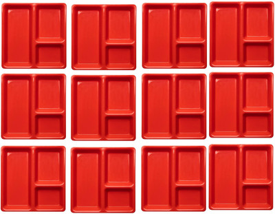 Everbuy Premium Quality Dishwasher Safe Microwave Safe BPA Free Break Resistant Toxin Free Lightweight Stackable Food Grade Virgin Plastic Pav bhaji Plate/Snacks/Dinner/S