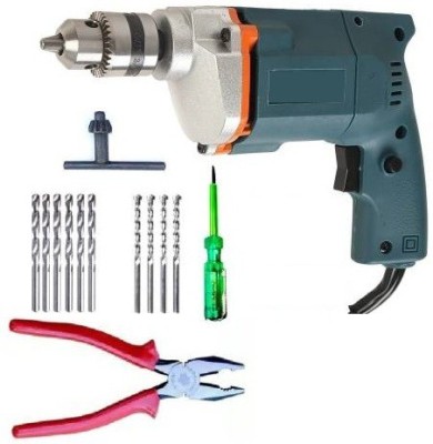 Shafiq international 10mm Drill machine with Plier, Tester and 10pc drill bit (13 Tools) Tool - 14 Power & Hand Tool Kit(14 Tools)