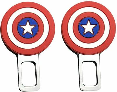 carfrill Alarm Stopper Captain America Design Null Insert Seat Belt Buckle Clip for All Cars (Multicolor) - Set of 2 Seat Belt Extender Clip  (Pack of 2)