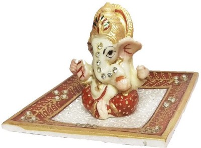 Palpal Palpal Marble ganesh chowki for home d�cor item Decorative Showpiece 6 cm paper mache (Multicolour) Decorative Showpiece  -  6 cm(Paper Mache, Multicolor)