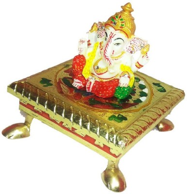 Palpal Palpal ganesh chowki for home d�cor item Decorative Showpiece 14 cm paper mache (multicolour ) Decorative Showpiece  -  14 cm(Paper Mache, Multicolor)