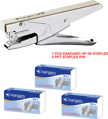 Kangaro Manual 24-6 ROUND EDGE Staplers(Set of 1, Silver)