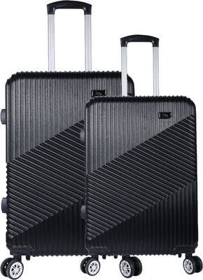 Hard Body Set of 2 Luggage - Phantom Combo Set (55+67) cms Suitcase Trolley Bag - Black