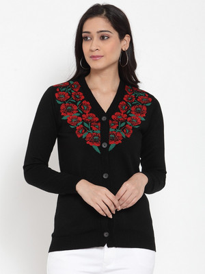 KALT Self Design V Neck Casual Women Multicolor Sweater