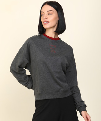 FLYING MACHINE Women Full Sleeve Solid Sweatshirt For Rs. 399 @ 75% off