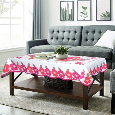 KUBER INDUSTRIES Floral 4 Seater Table Cover(Pink, Cotton)