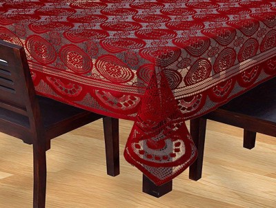 KUBER INDUSTRIES Geometric 6 Seater Table Cover(Maroon, Cotton)