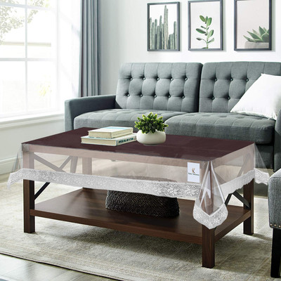 KUBER INDUSTRIES Self Design 4 Seater Table Cover(White Lace, PVC)