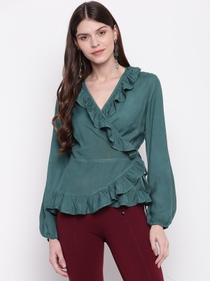 MAYRA Casual Full Sleeve Solid Women Green Top