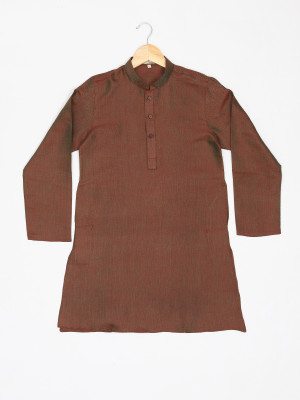 Zois Boys Self Design Straight Kurta(Green)