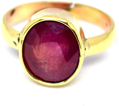anaya art gallery Certified 5.25 Carat A+ Quality Natural Ruby Manik Gemstone Ring For Women's and Men's Metal Ruby Gold Plated Ring Brass Ruby Brass Plated Ring