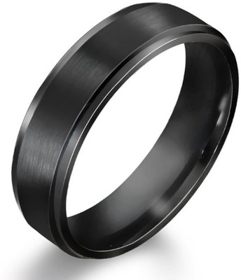 Heer Collection Stainless Steel Ring Black Titanium Band Matty for Men (Size-19) Stainless Steel Ring