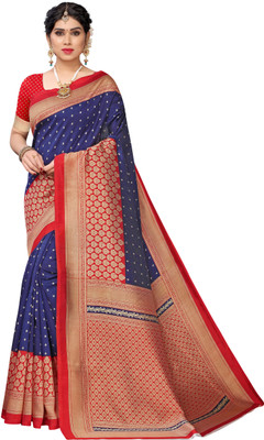 Sunshine Trendz Embellished Mysore Art Silk Saree(Dark Blue)